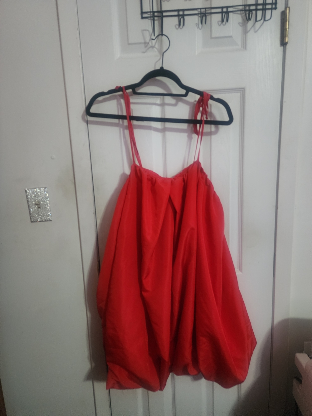 Bright Red Spaghetti Strap Bubble Dress